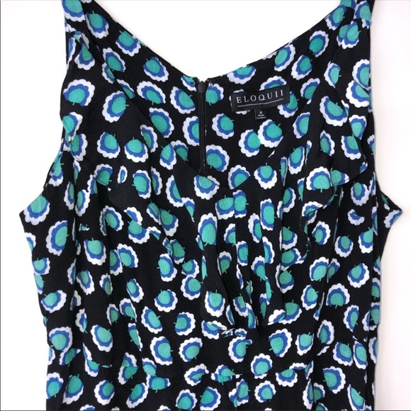 Eloquii skater fit flare ruffle strap print dress - Picture 5 of 7